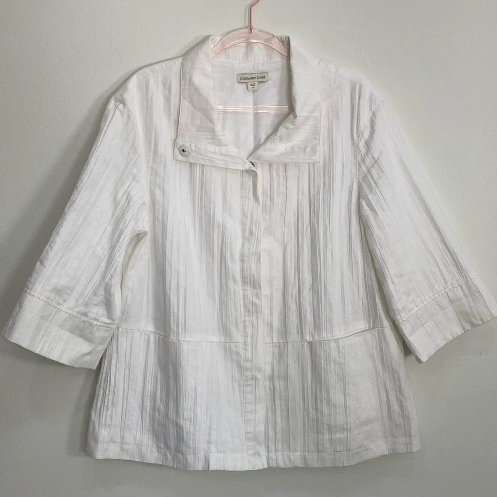 Coldwater Creek Blazer Crinkle Women's 14 Crinkle Cotton Linen